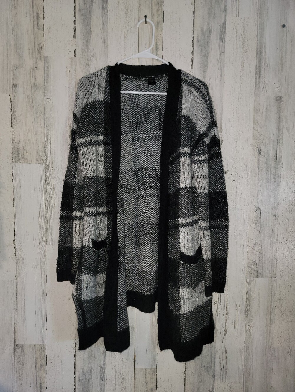 Madison Lilly Open-Front Plaid Women's Cardigan Sweater